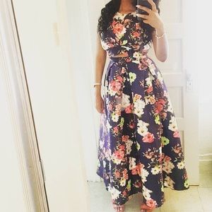 Two piece crop top and skirt set